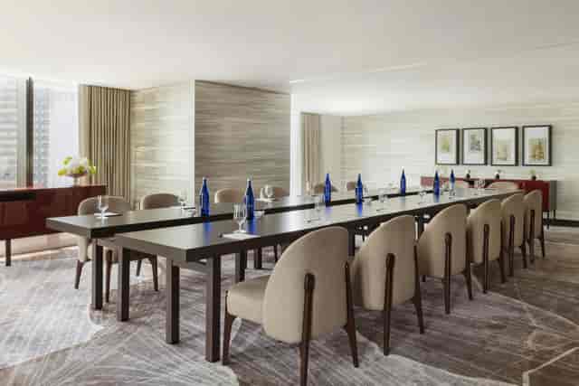 Modern meeting room in Raffles Boston with elegant settings for corporate events.