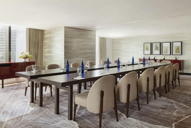 Modern meeting room in Raffles Boston with elegant settings for corporate events.