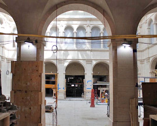 Calderwood Courtyard at Harvard Art Museums, arched architecture, unique event space.