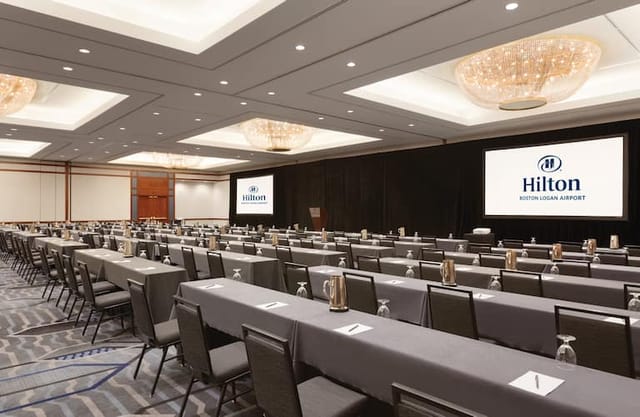 Conference room at Hilton Boston Logan, ideal for corporate events and presentations.
