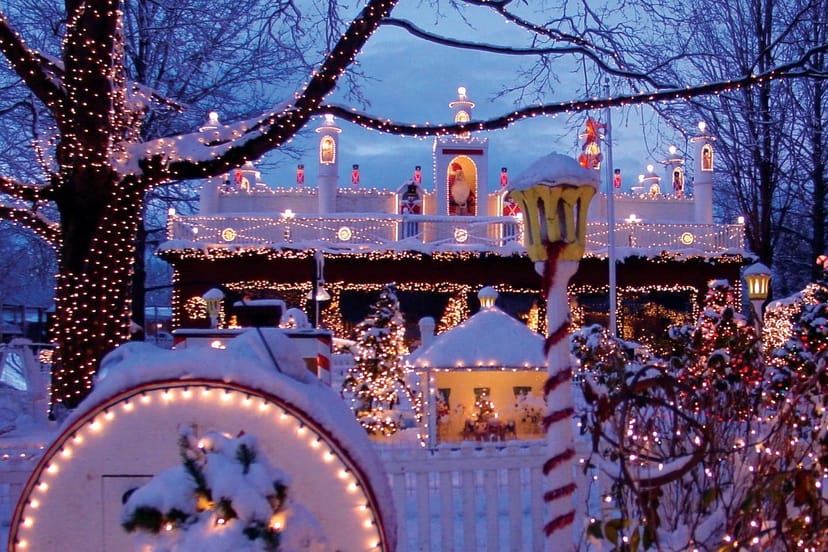 ZooLights Holiday Pavilion with twinkling lights, perfect for festive events and celebrations.