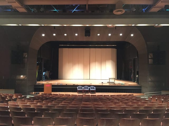 Tsai Performance Center auditorium with spacious seating for events and performances.
