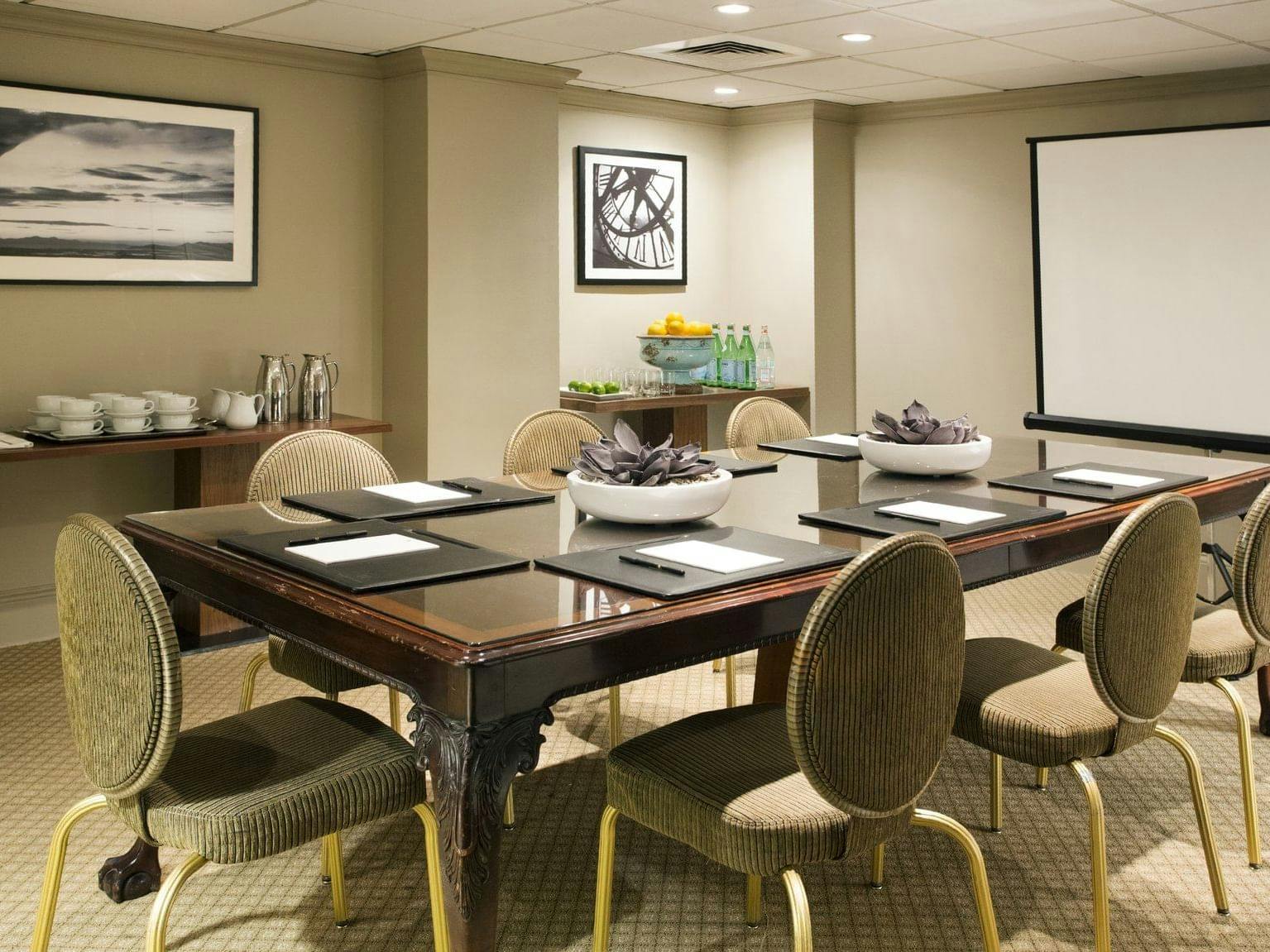 Charles Boardroom at Hotel Commonwealth, elegant meeting space for professional events.