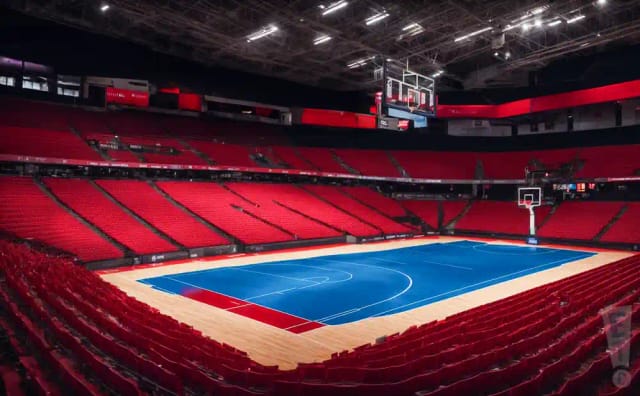 Agganis Arena: spacious indoor venue with red seating, perfect for sports and corporate events.