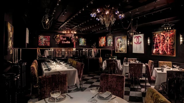 Stylish Library Bar at Yvonne's, ideal for exclusive events and private dinners.
