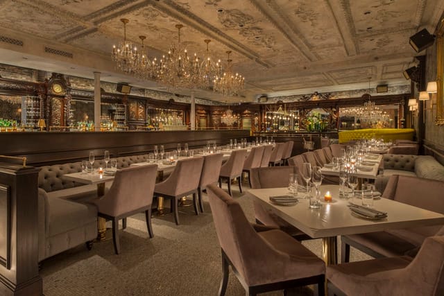 Sophisticated lounge at Yvonne's, ideal for upscale events and corporate dinners.