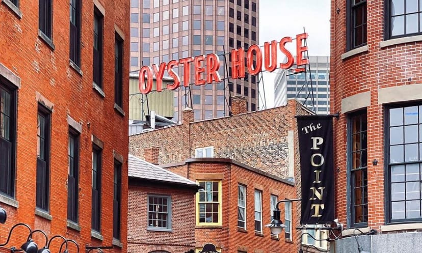 "Union Oyster House restaurant with iconic sign, perfect for casual dining events."