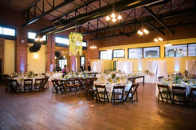 Lowell Room event space with elegant tables, ideal for weddings and corporate events.