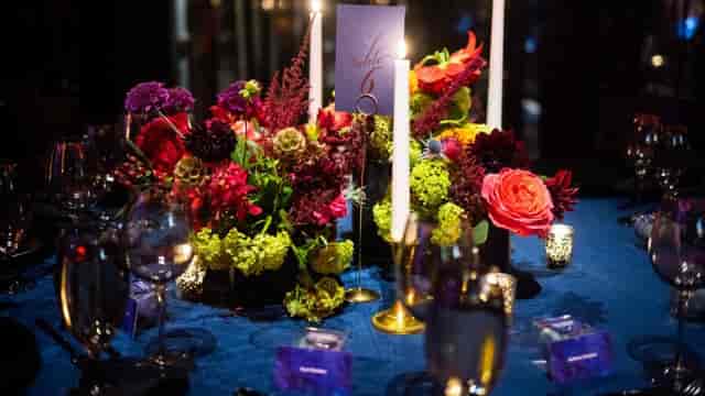 Elegant floral centerpiece in d'Arbeloff Suite, ideal for weddings and corporate events.