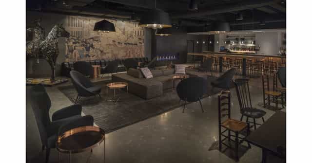 Stylish Lantern Lounge at Revere Hotel, ideal for networking events and meetings.
