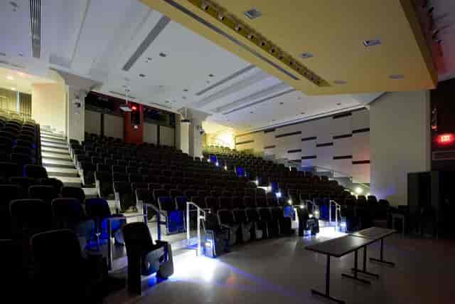 Dreyfoos Lecture Hall at MIT Media Lab, spacious auditorium for conferences and presentations.