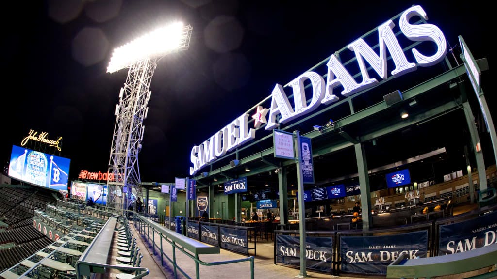 Vibrant event space at Fenway Park with Samuel Adams branding for corporate gatherings.
