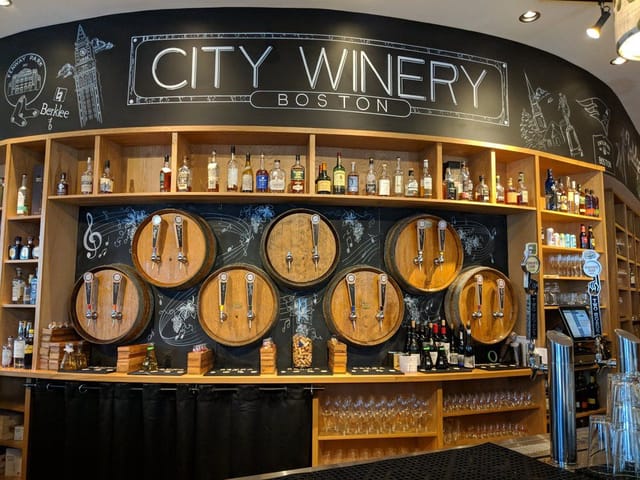 Stylish wine bar at City Winery Boston, perfect for events and gatherings.