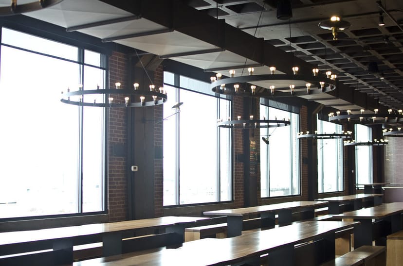 Inside the Harpoon Brewery Beer Hall ...