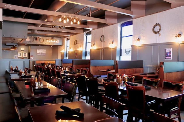 Spacious restaurant interior at The Hawthorne, ideal for events and gatherings.