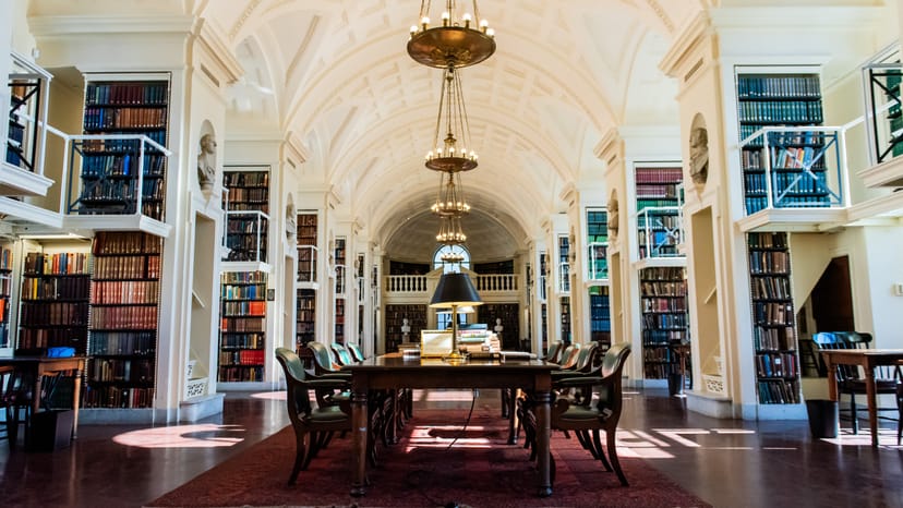 Elegant library setting in The Mezzanine, perfect for intimate meetings and exclusive events.