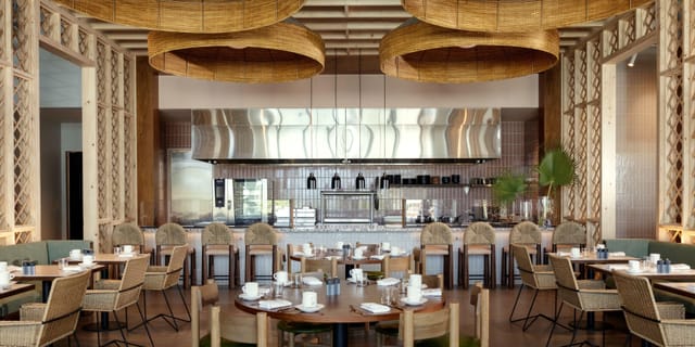 Modern banquet hall at Hotel Indigo, ideal for events and meetings with elegant decor.