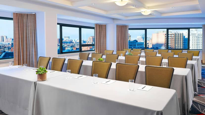 Conference room at The Westin Copley Place, Boston, set for corporate workshops and seminars.