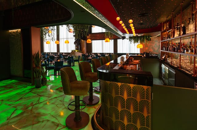 La Selva Restaurant in Neera, stylish venue with elegant seating for upscale events.