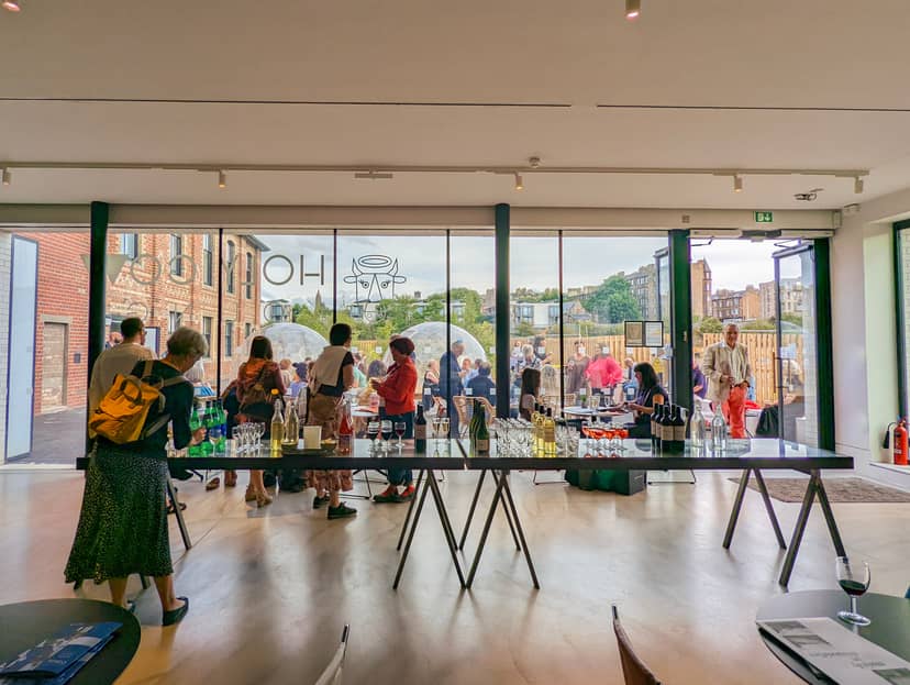 Café and Courtyard at Edinburgh Printmakers, modern event space for product launches.