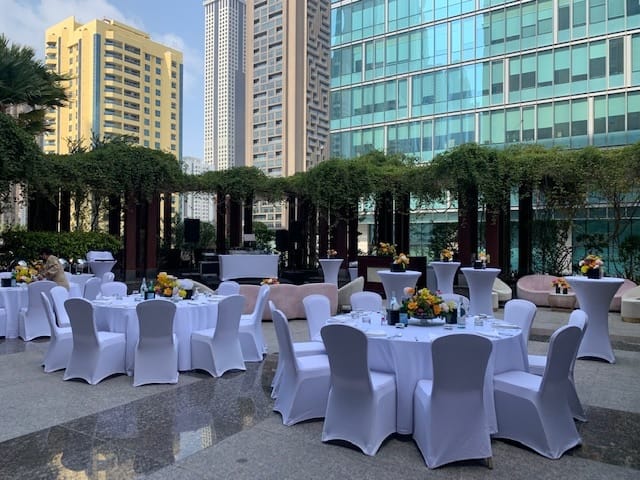DIFC Terrace at Ritz-Carlton: elegant outdoor event space for corporate gatherings and celebrations.