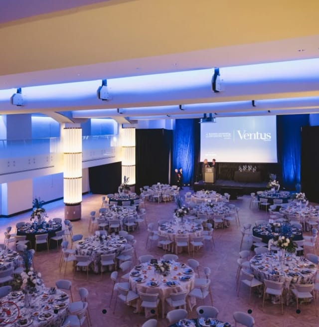 Hamilton Ballroom with elegant tables, ideal for corporate events and galas.
