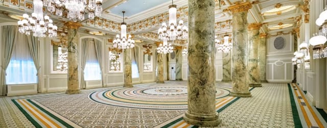 Elegant Willard Room with marble columns, ideal for upscale weddings and events.
