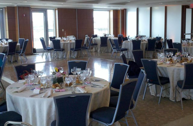 City View Room at GWU Conference Center, elegant tables for corporate events.