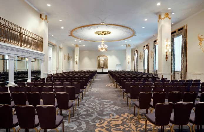 Grand Ballroom at The Mayflower Hotel, elegant venue for conferences and events.