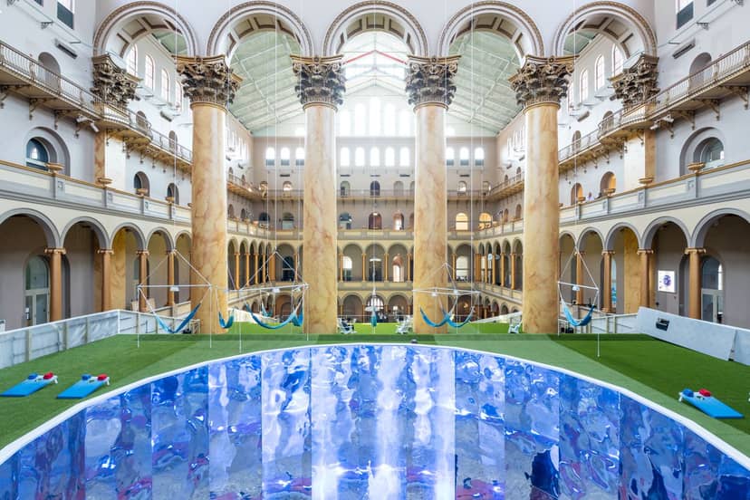 Auditorium at National Building Museum with tall columns, perfect for corporate events and receptions.
