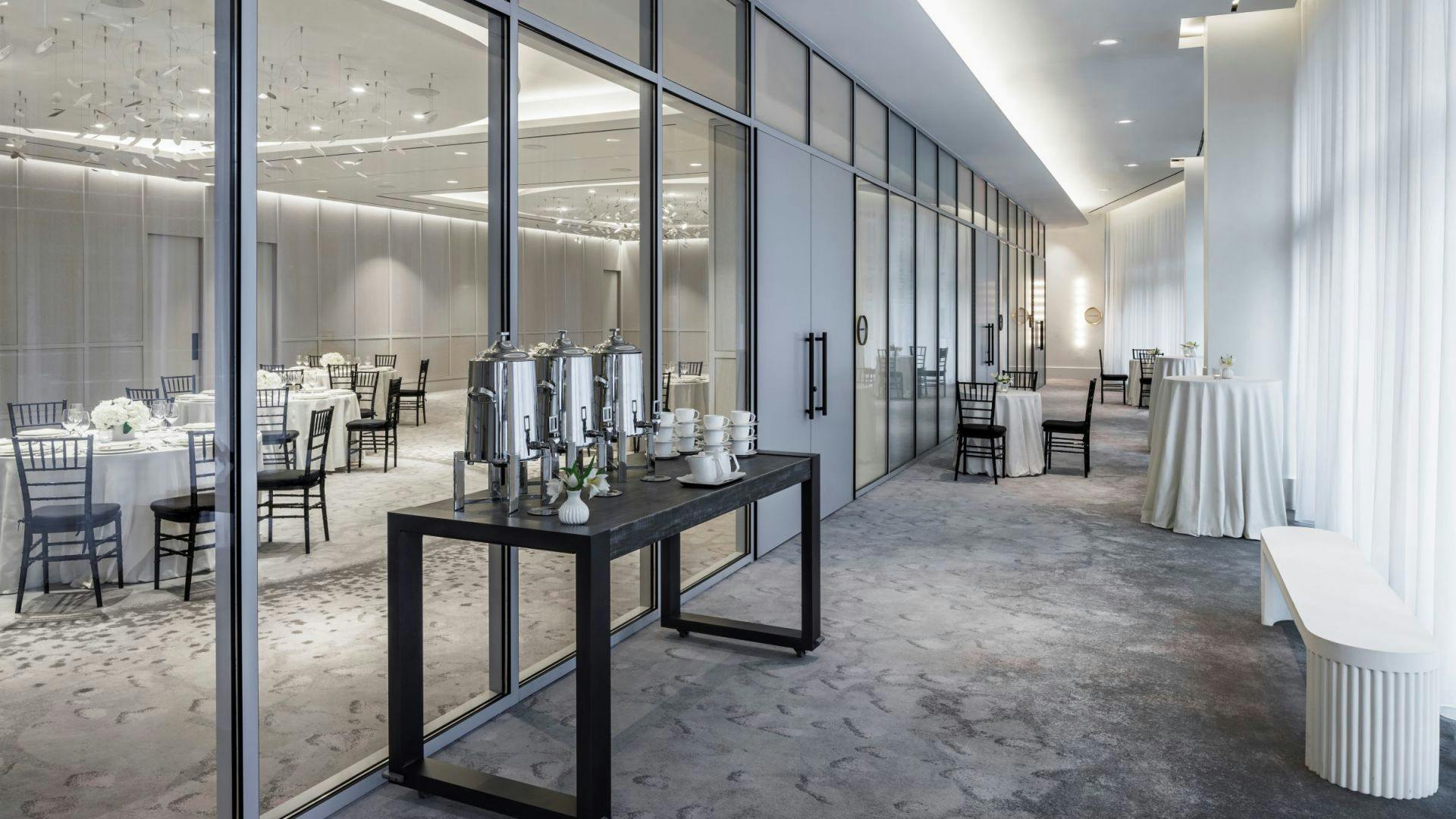 Modern Armature Ballroom at The Morrow Hotel, ideal for corporate events and social gatherings.