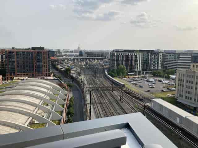 Rooftop Terrace at The Morrow Hotel with urban view, ideal for events and networking.