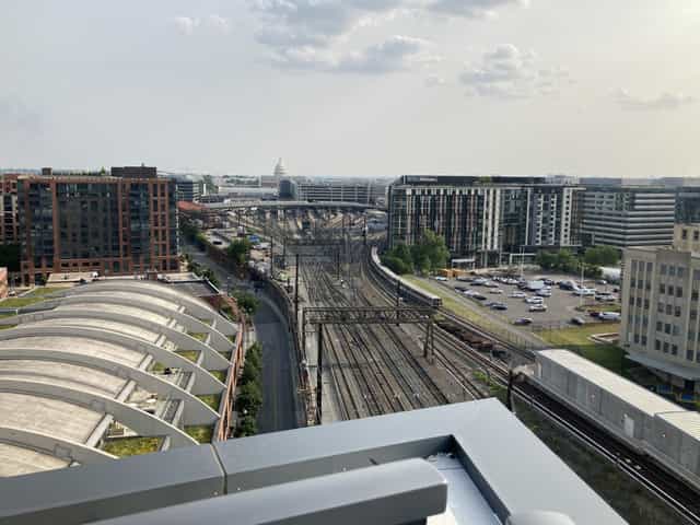 Rooftop Terrace at The Morrow Hotel with urban view, ideal for events and networking.