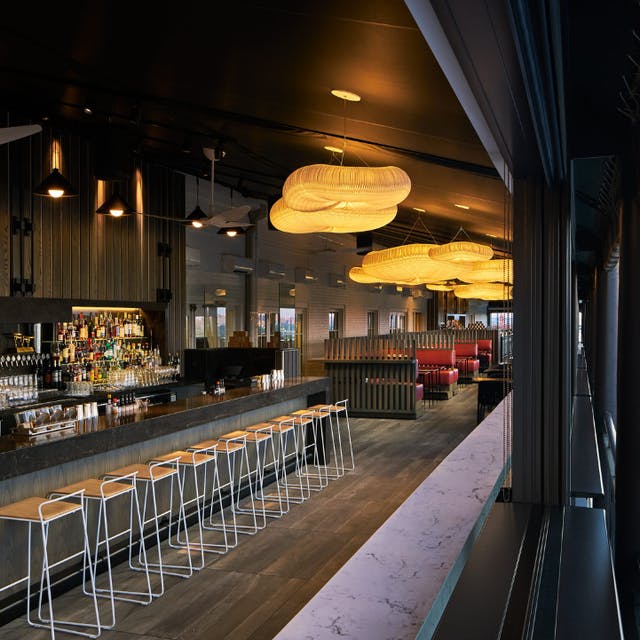 Modern bar at VUE Rooftop DC, ideal for networking events and cocktail receptions.