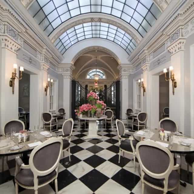 Elegant dining space at The Greenhouse Restaurant for upscale events in DC.