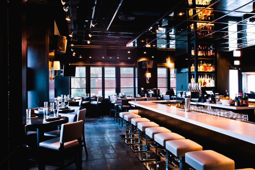 Sleek RPM Italian D.C. restaurant bar, perfect for networking events and gatherings.