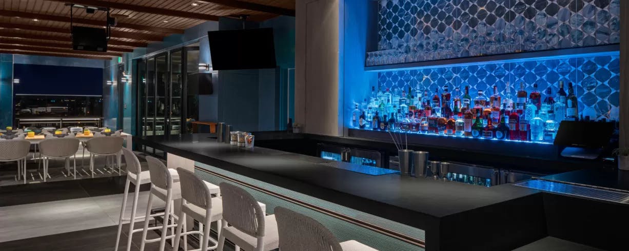 Rooftop lounge bar at AC Hotel DC, ideal for networking events and cocktail receptions.