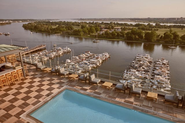 Rooftop pool venue at InterContinental DC for upscale events with marina views.