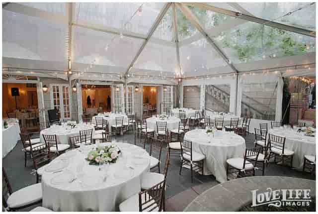 Belle Vue Room at Dumbarton House, elegant tented event space for weddings and gatherings.