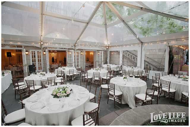 Belle Vue Room at Dumbarton House, elegant tented event space for weddings and gatherings.
