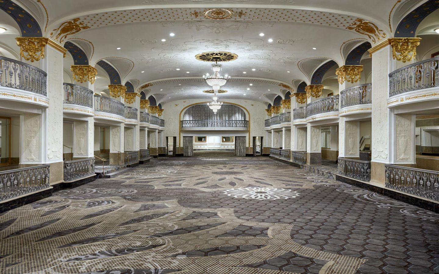 Elegant event space at JW Marriott DC with high ceilings for banquets and conferences.