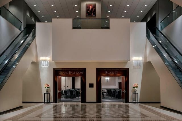 Elegant lobby at JW Marriott DC, ideal for conferences and formal events.
