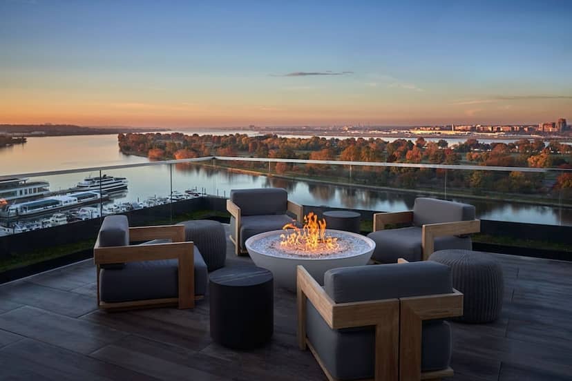Rooftop venue at Flora Flora, Pendry DC, with sunset view for upscale events and gatherings.