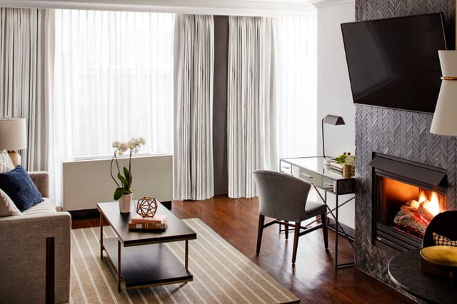 Stylish Seasonal Patio at St. Gregory Hotel for cozy meetings and networking events.