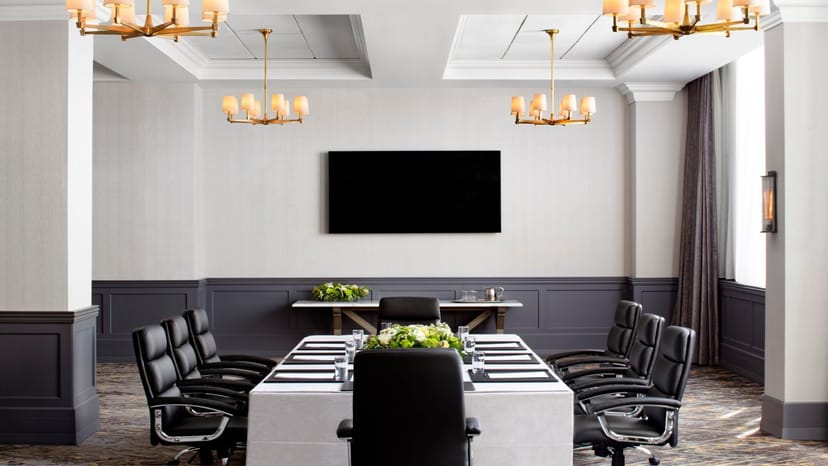 Modern conference room at St. Gregory Hotel with ergonomic chairs for meetings and events.