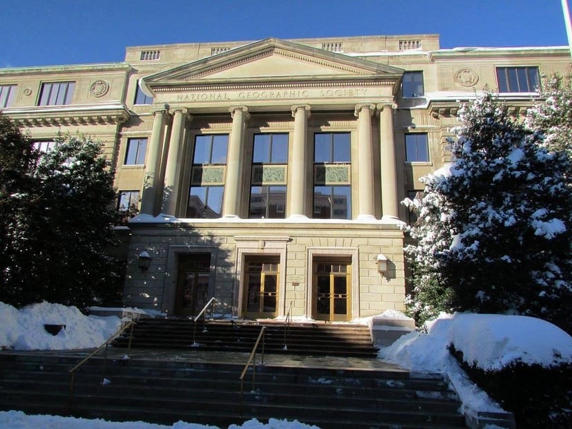Exhibition Hall at National Geographic Society, classical architecture, winter events venue.