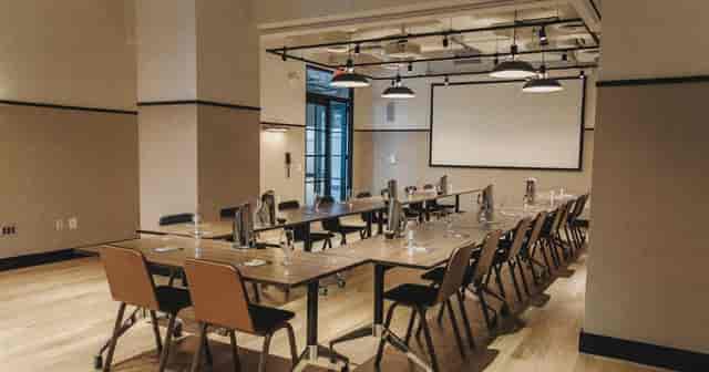Bright meeting space at Barnett-Aden, ideal for workshops and strategic planning.