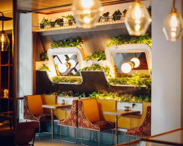 Kintsugi Cafe in Eaton DC: vibrant meeting space with modern decor for creative gatherings.