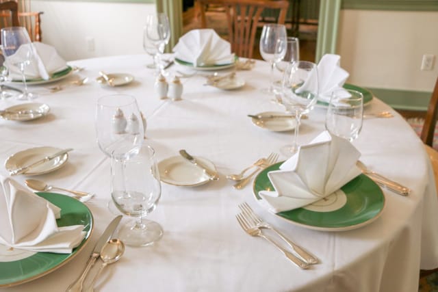 Elegant dining table setup in Governor's Room, City Tavern for formal events.