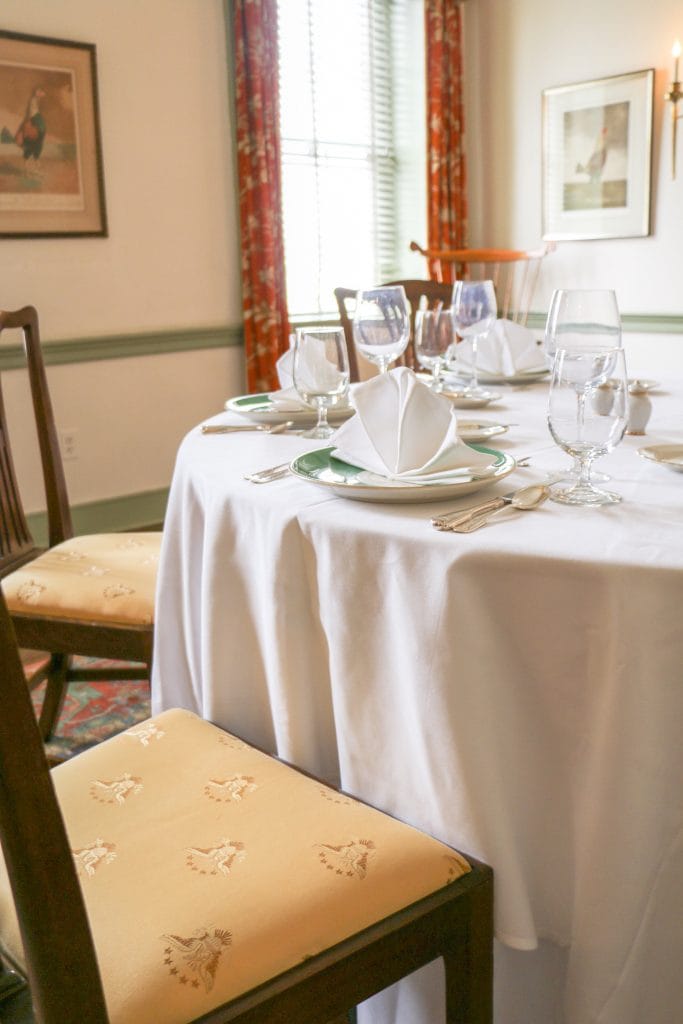 Elegant dining table setup in Governor's Room, City Tavern for formal events.